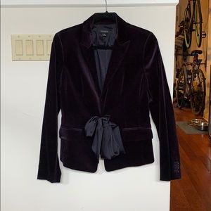 Purple Velvet Blazer with Tie